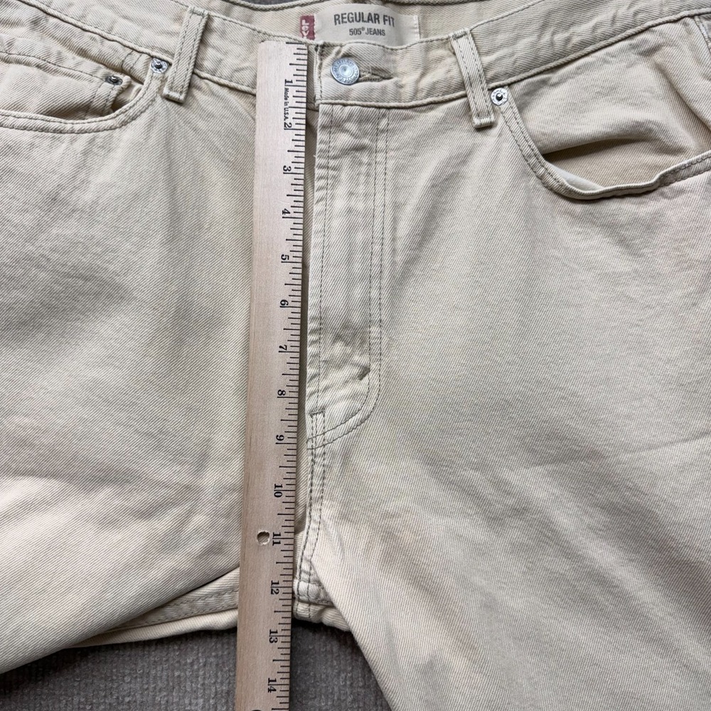 Levis 505 Jeans Mens 36x34 Tan Regular Fit Straight Leg Classic - Picture 10 of 11